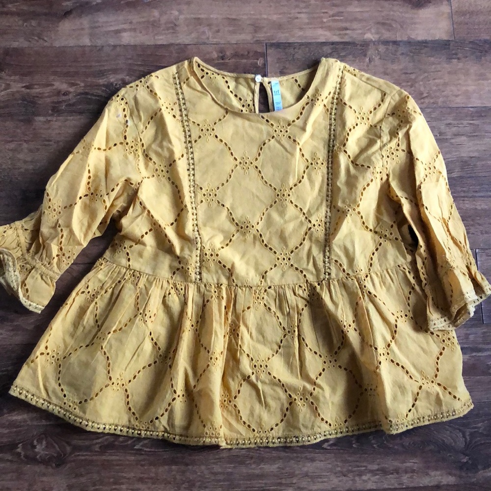 Zara Eyelet Peplum Blouse